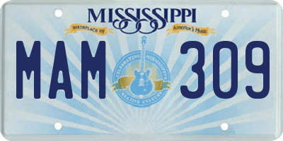 MS license plate MAM309