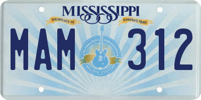 MS license plate MAM312