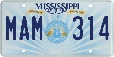 MS license plate MAM314