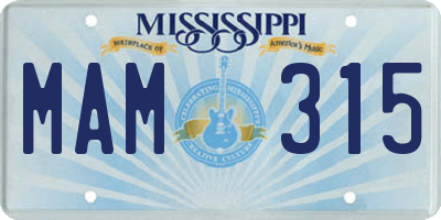 MS license plate MAM315