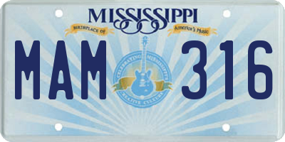 MS license plate MAM316