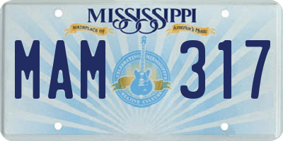 MS license plate MAM317