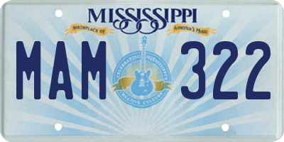 MS license plate MAM322