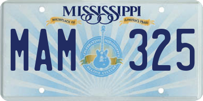 MS license plate MAM325