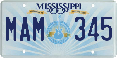MS license plate MAM345
