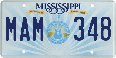 MS license plate MAM348