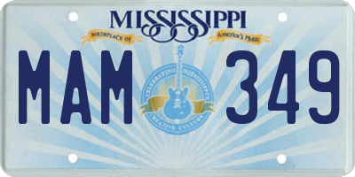 MS license plate MAM349