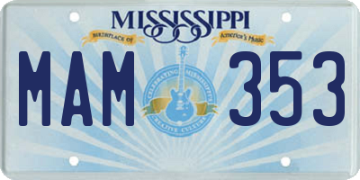 MS license plate MAM353