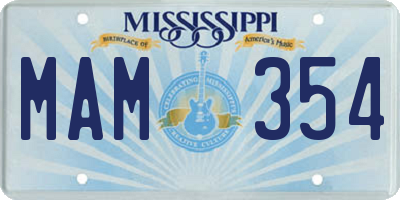MS license plate MAM354