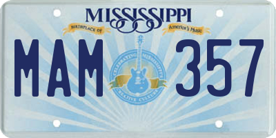 MS license plate MAM357