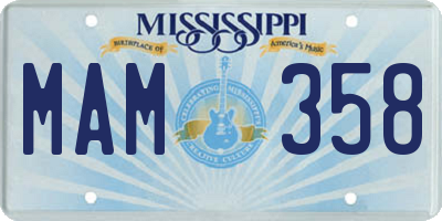 MS license plate MAM358