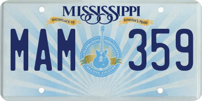 MS license plate MAM359