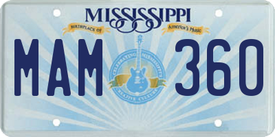 MS license plate MAM360