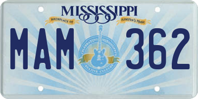 MS license plate MAM362