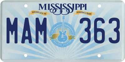 MS license plate MAM363