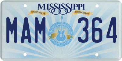 MS license plate MAM364