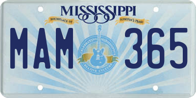 MS license plate MAM365