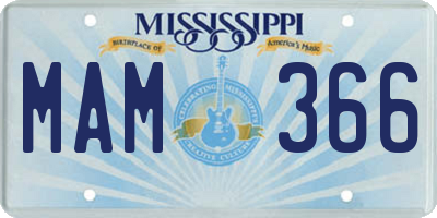 MS license plate MAM366