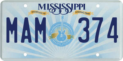 MS license plate MAM374