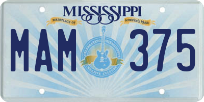 MS license plate MAM375