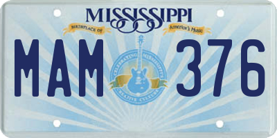 MS license plate MAM376