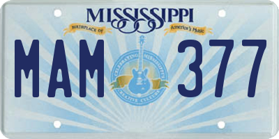 MS license plate MAM377