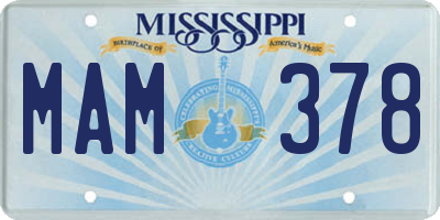 MS license plate MAM378