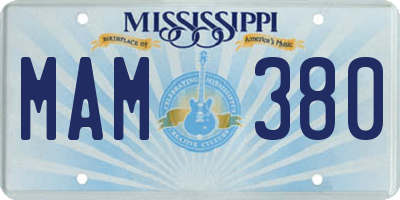 MS license plate MAM380