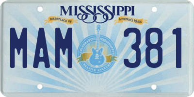 MS license plate MAM381