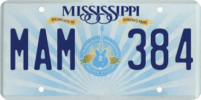 MS license plate MAM384