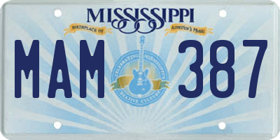 MS license plate MAM387