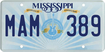 MS license plate MAM389