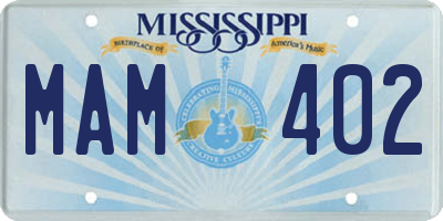 MS license plate MAM402
