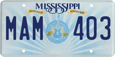 MS license plate MAM403