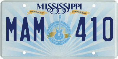 MS license plate MAM410