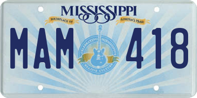 MS license plate MAM418