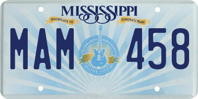 MS license plate MAM458