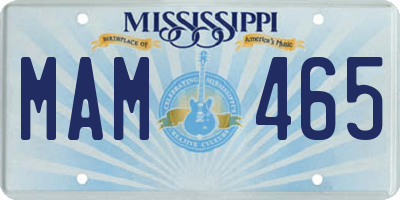 MS license plate MAM465