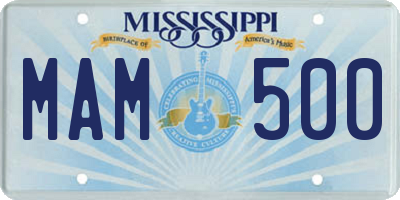 MS license plate MAM500