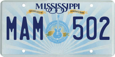 MS license plate MAM502