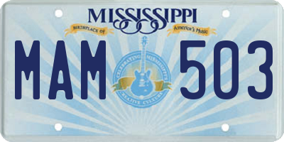 MS license plate MAM503