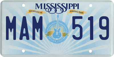 MS license plate MAM519
