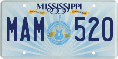 MS license plate MAM520