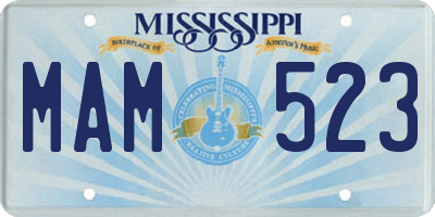 MS license plate MAM523