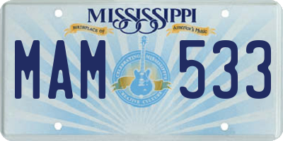 MS license plate MAM533