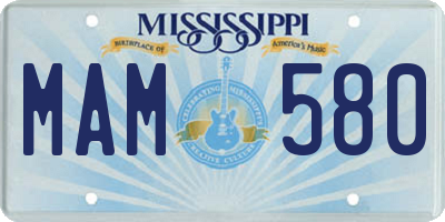 MS license plate MAM580