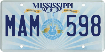 MS license plate MAM598