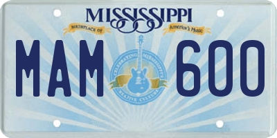MS license plate MAM600