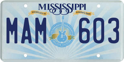 MS license plate MAM603