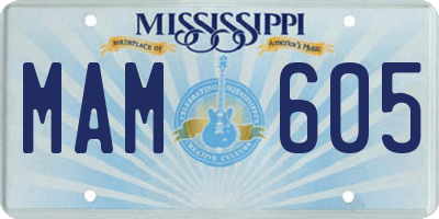 MS license plate MAM605